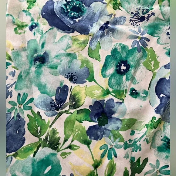 Handmade Floral Blue and Green Women's Pleated Skirt - Picture 5 of 8